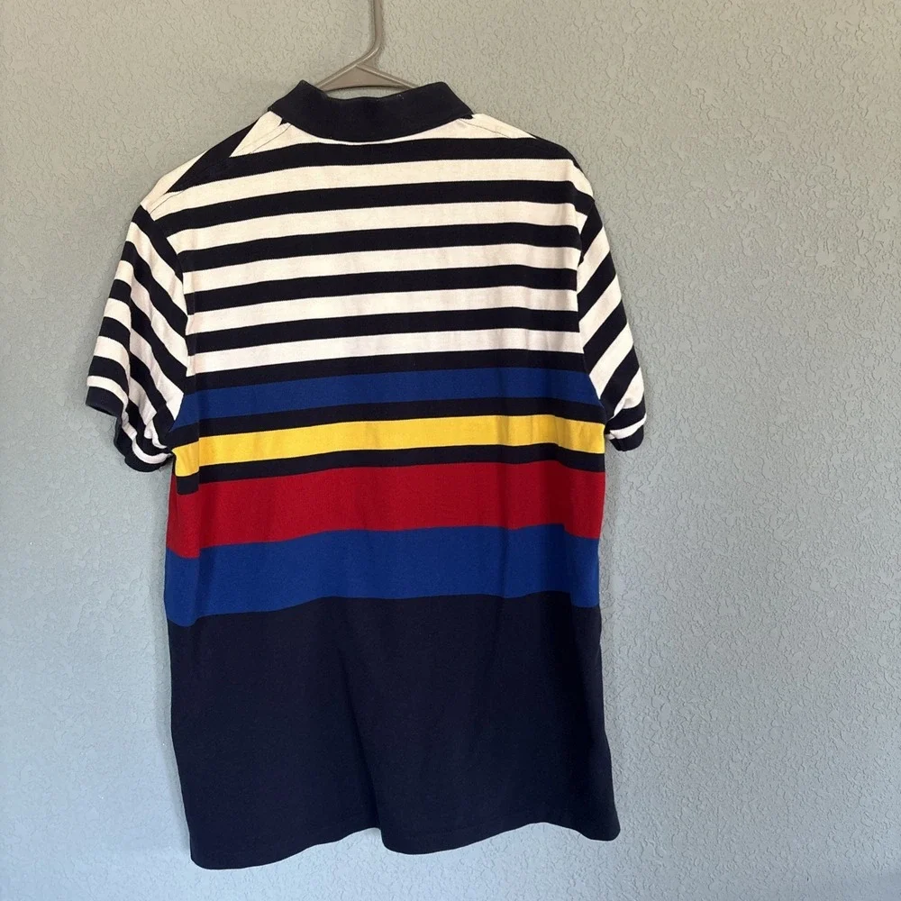 POLO Ralph Lauren Mens XL Custom Slim Fit Polo Shirt Colorful Stripe 100% Cotton